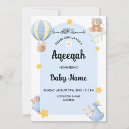 Tarjeta de invitación Instant Blue Aqeeqah Aqiqah