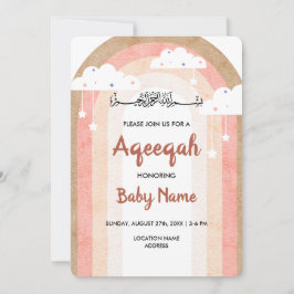 Tarjeta de invitación Instant Boho Rainbow Aqeeqah