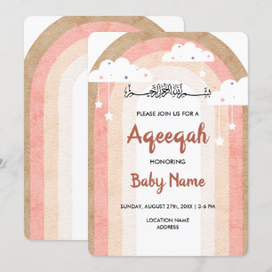 Tarjeta de invitación Instant Boho Rainbow Aqeeqah