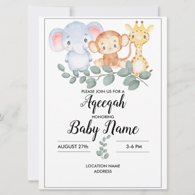 Tarjeta de Invitación Instantánea Aqeeqah Aqiqah B (Anverso)