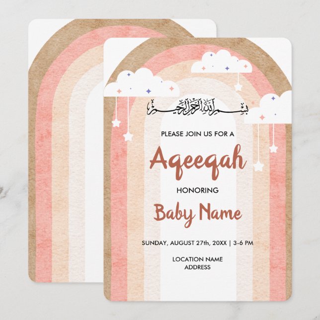 Tarjeta de invitación instantánea Boho Rainbow Aqe (Anverso / Reverso)