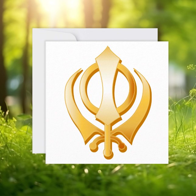 Tarjeta de invitación/Invitación sij (Gold Khanda, symbol of the Sikh religion.  Customize announcement or invitation with your text .)