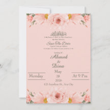 Tarjeta de Invitación Islámica Acuarela Rosa Claro