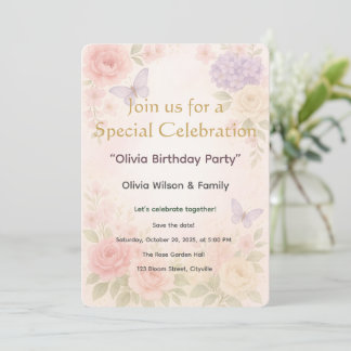 Tarjeta de Invitación Jardín Floral Acuarela Paste