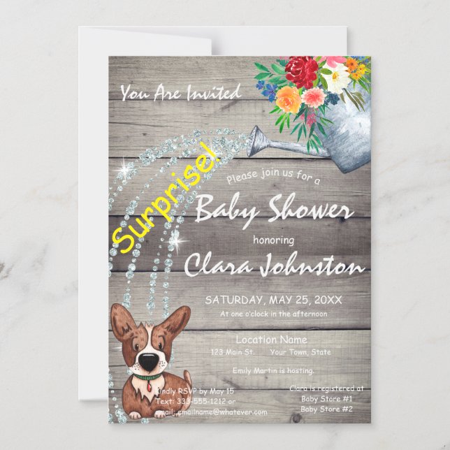 Tarjeta de invitación magnética delgada de Baby Sh (Anverso)