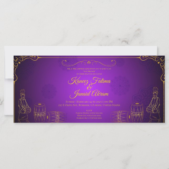 Tarjeta de invitación Mehndi (Reverso)