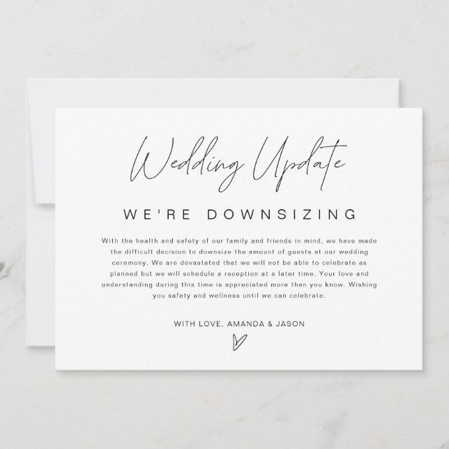 Tarjeta de Invitación minimalista de Boda de tamañ (Anverso)