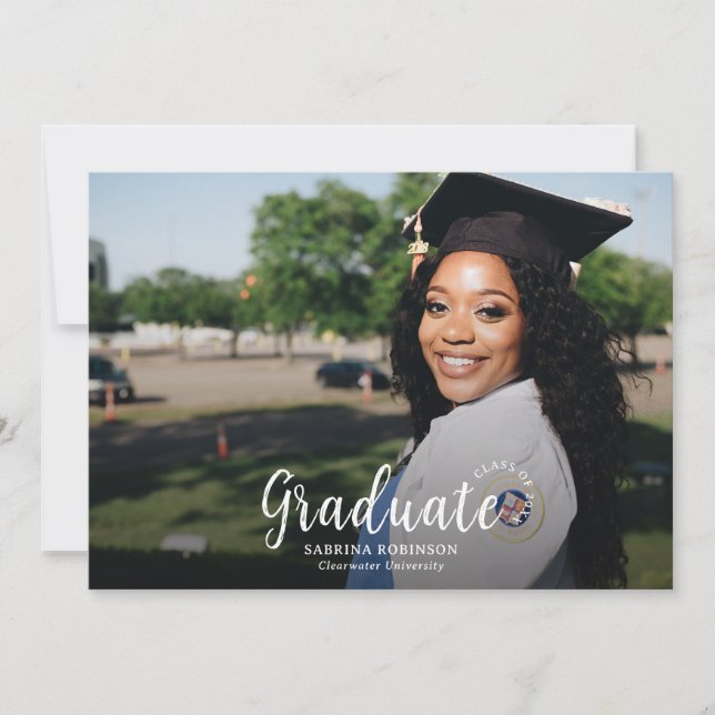 Tarjeta de Invitación minimalista de dos graduacio (Anverso)