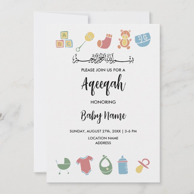 Tarjeta de Invitación Minimalista Instantánea Aqee (Anverso)