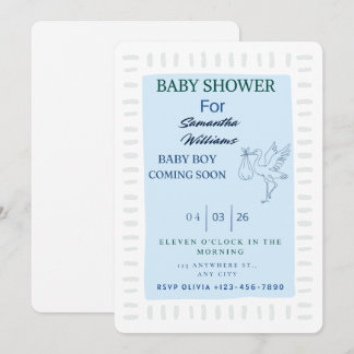 Tarjeta de Invitación Minimalista para Shower de B