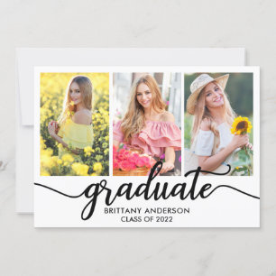Tarjeta de Invitación moderna de 3 graduaciones fo