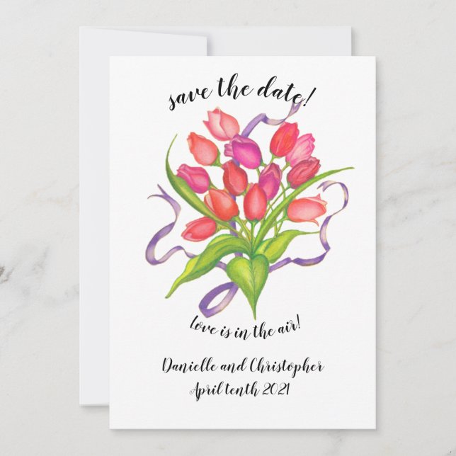 Tarjeta de Invitación moderna de Tulip Bouquet (Anverso)