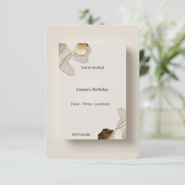 Tarjeta de Invitación Moderna Elegante Minimalista (Anverso de pie)