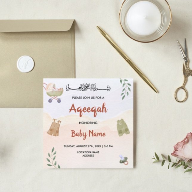Tarjeta de invitación moderna instantánea boho Aqe (Subido por el creador)
