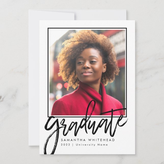 Tarjeta de Invitación moderna para graduados de fo (Anverso)