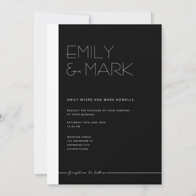 Tarjeta de invitación monocroma Minimalista modern (Anverso)