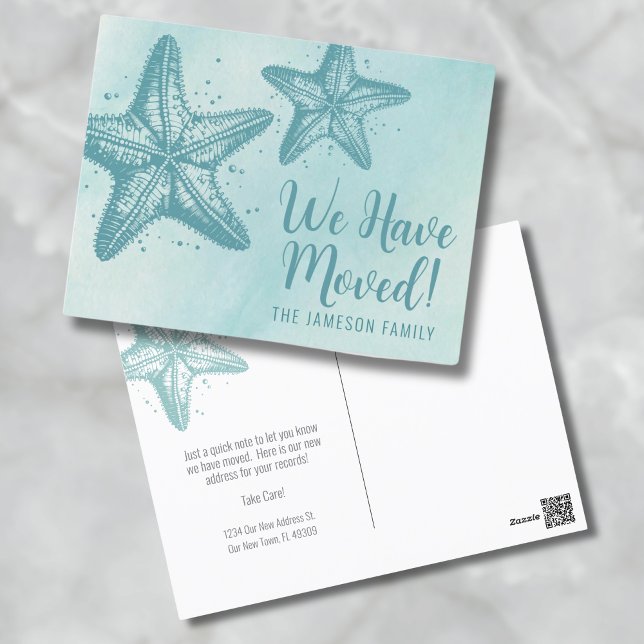 Tarjeta de Invitación móvil Blue Watercolor Beach (Blue Watercolor Moving Announcement Card )