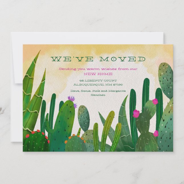 Tarjeta de Invitación móvil Cacti Garden (Anverso)