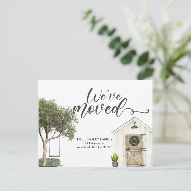 Tarjeta de Invitación móvil, tarjeta de cambio de  (Anverso de pie)