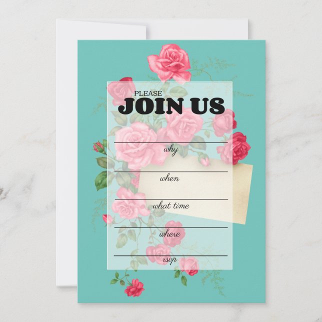 Tarjeta de invitación multiusos para rellenar a ma (Anverso)