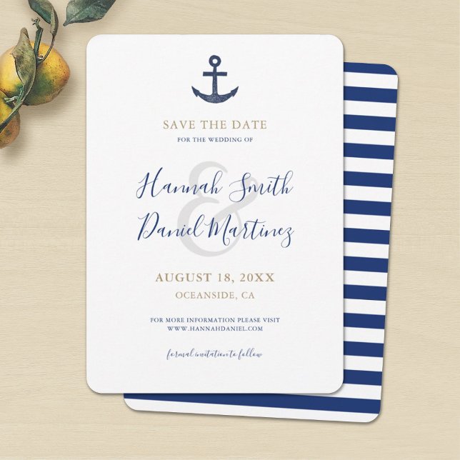 Tarjeta de invitación Nautical Save the Date Blue  (Subido por el creador)