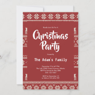 Tarjeta de invitación navideña nórdica renos rojos