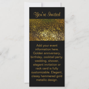 Tarjeta de invitación negra y dorada
