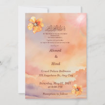 Tarjeta de Invitación Nikah Perla del Atardecer Bi
