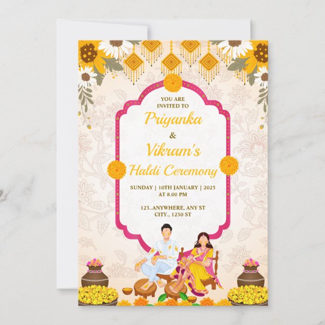 Tarjeta de invitación nocturna Haldi, Maiyan Card (Anverso)