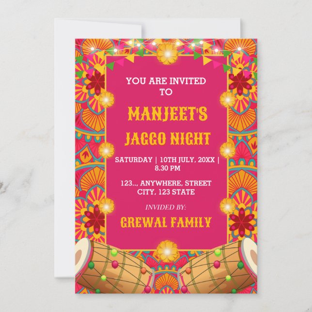 Tarjeta de invitación nocturna Jaggo, tarjeta preb (Anverso)