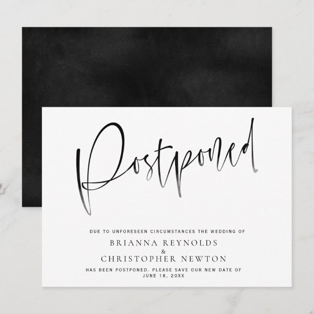Tarjeta de invitación nueva fecha boda pospuesto (Anverso / Reverso)