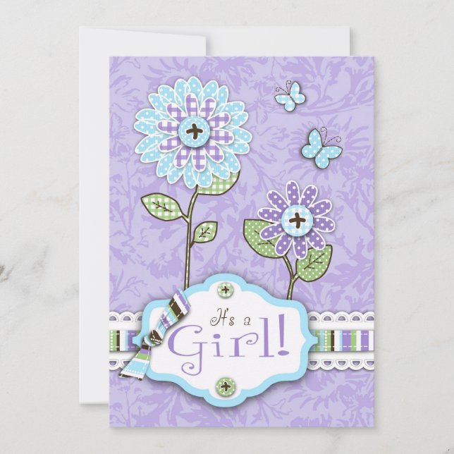 Tarjeta de invitación Orgánza Flowers Lav (Anverso)