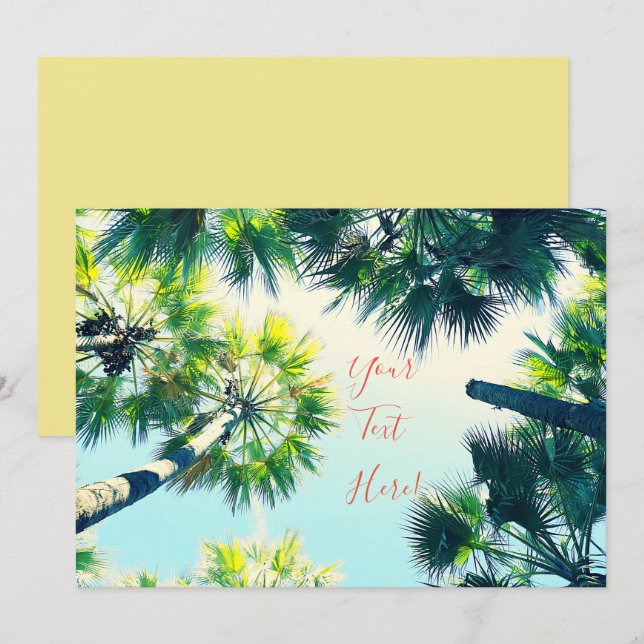 Tarjeta de Invitación Palmeras Cielo Verano Vibrac (Anverso / Reverso)