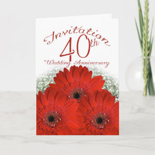 tarjeta de invitación para 40º aniversario de boda