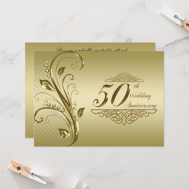 Tarjeta de invitación para 50 aniversario de bodas (Anverso/Reverso In Situ)