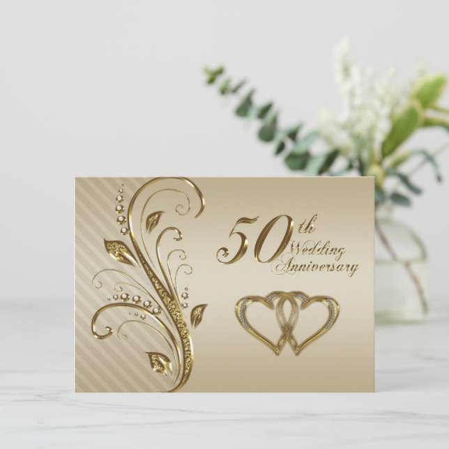 Tarjeta de invitación para 50 aniversario de bodas (Anverso de pie)