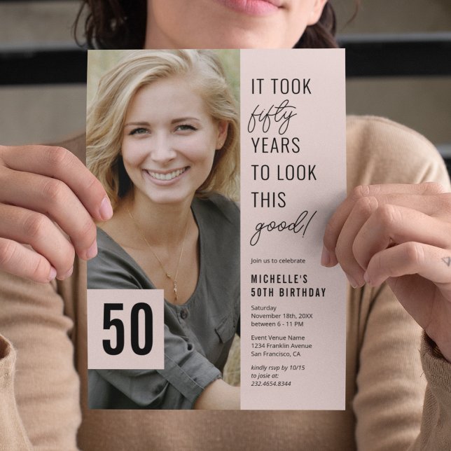 Tarjeta de invitación para 50 cumpleaños con foto (Subido por el creador)