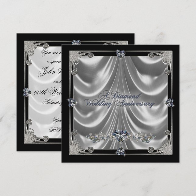 Tarjeta de Invitación para 60 Aniversario de Boda (Anverso / Reverso)