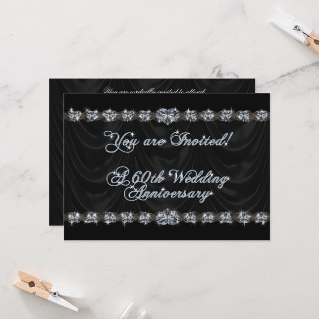Tarjeta de invitación para 60 aniversario de boda (Anverso/Reverso In Situ)