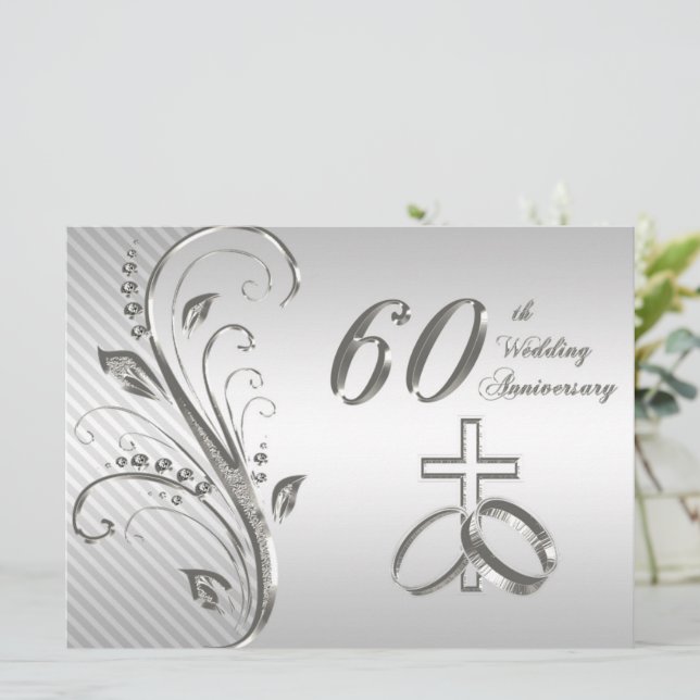 Tarjeta de invitación para 60 aniversario de bodas (Anverso de pie)