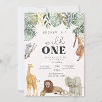 Tarjeta de invitación para animales salvajes de un