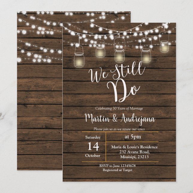 Tarjeta de invitación para aniversario de boda Aún (Anverso / Reverso)