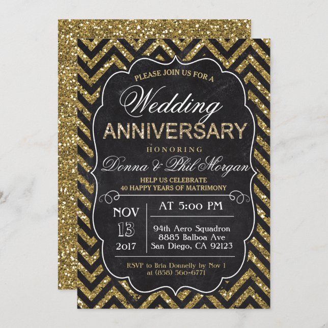 Tarjeta de invitación para aniversario de boda de  (Anverso / Reverso)
