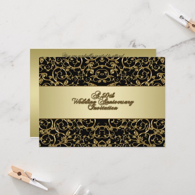 Tarjeta de invitación para aniversario de bodas nú (Anverso/Reverso In Situ)