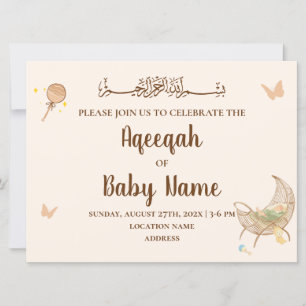 Tarjeta de invitación para Aqeeqah Neutral de Moda