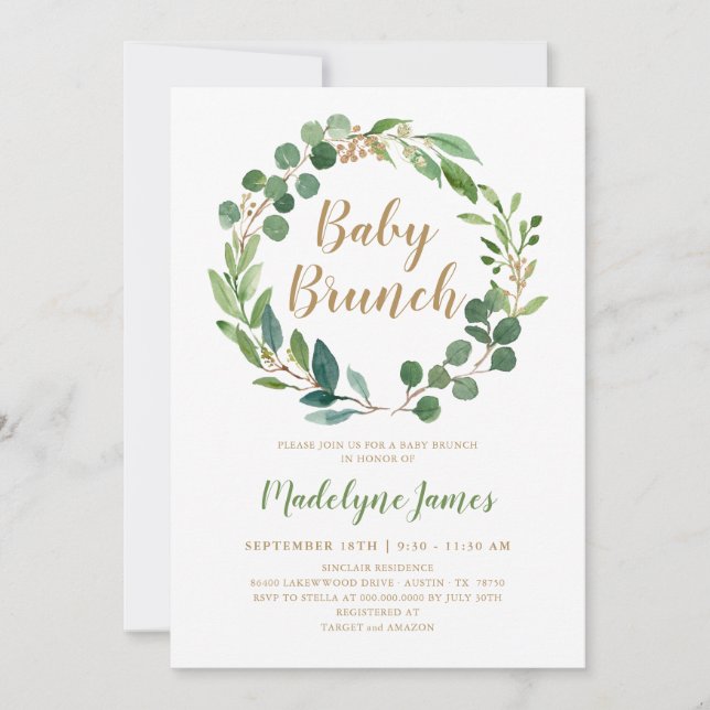 Tarjeta de invitación para Baby Brunch (Anverso)