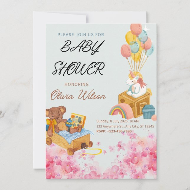 Tarjeta de invitación para baby shower (Anverso)