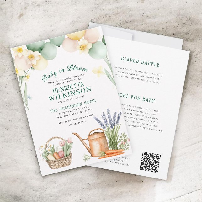 Tarjeta de Invitación para Baby Shower "Bebé en Fl (Subido por el creador)