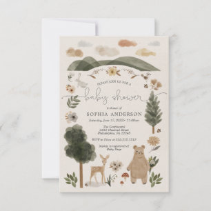 Tarjeta de invitación para Baby Shower Boho Woodla
