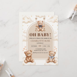 Tarjeta de invitación para baby shower con arco y